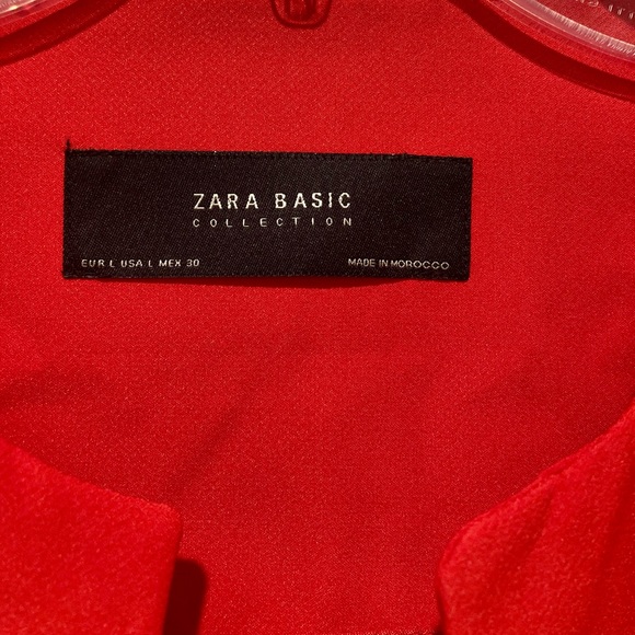 Zara Red Cropped Jacket, Size L, Red - Picture 3 of 13
